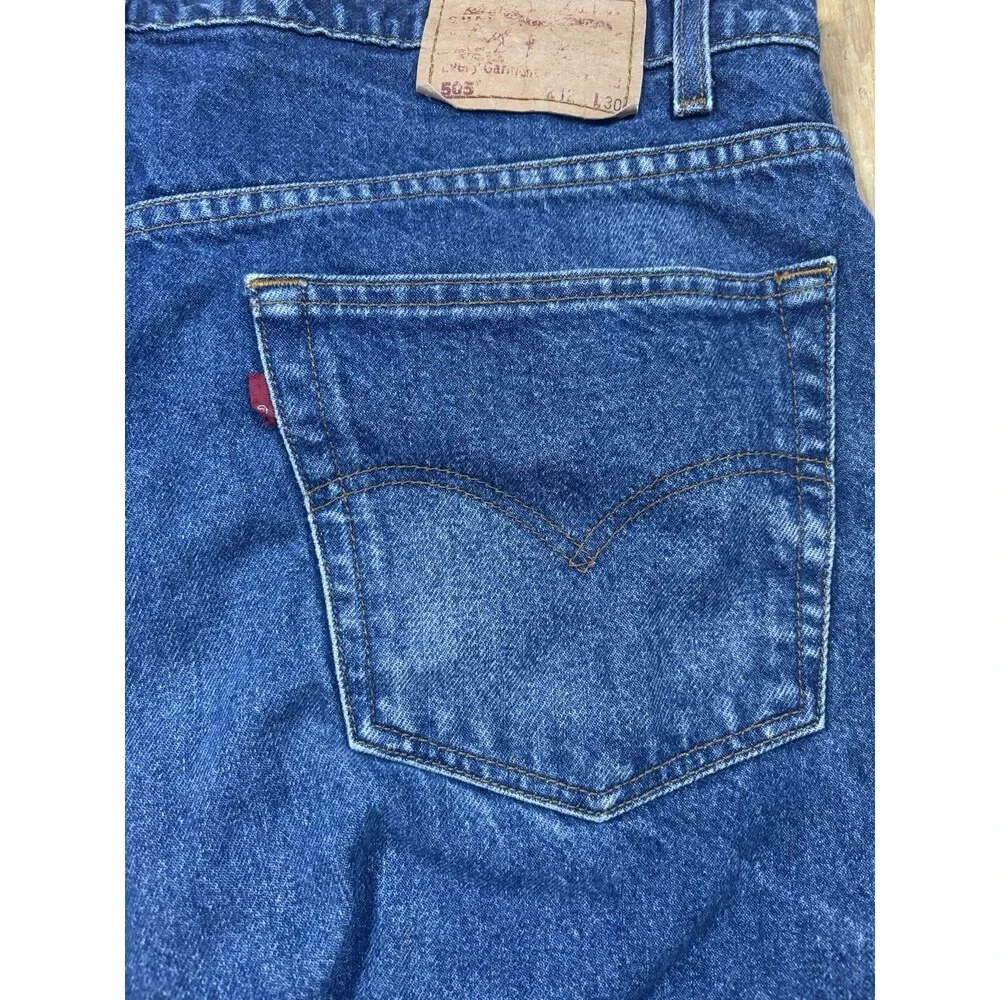 VTG 90s 80s Levi's 505 0216 Regular Fit Jeans Mens 41x25 Denim Cut Off Distress